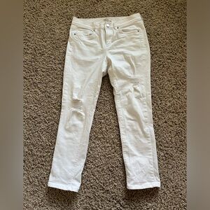 Skinny crop size 2 Loft light distressed white jeans